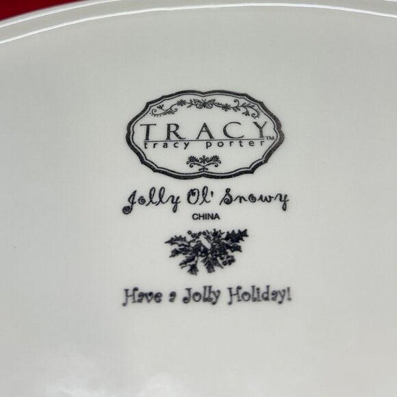 Vtg Tracy Porter “Jolly Ol Snowy” Red Serving Plater 13x 9”  Holiday Decor - Picture 5 of 5